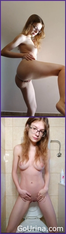 Lily Slutty - Pissing in the toilet standing like a boy