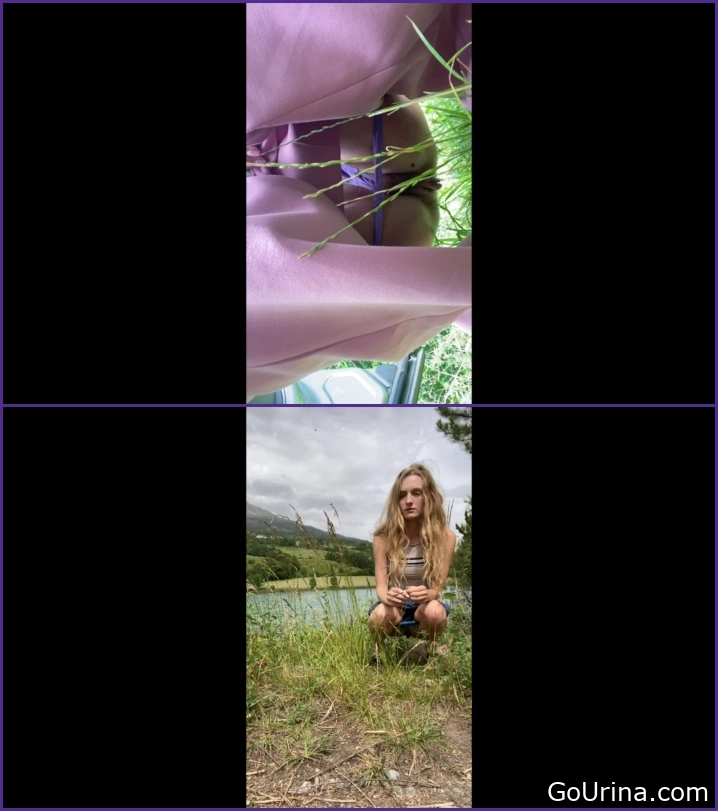 Girl in Heat Pees - Outside Pee Compilation, pause pee - 2025