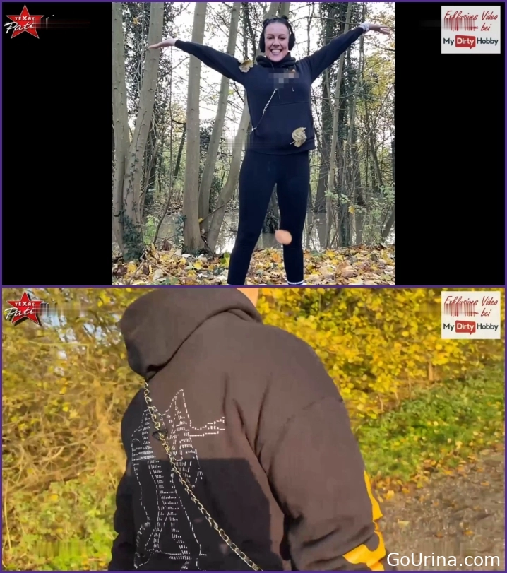 Dripping Girl, Bladder Alarm while jogging, MPEG-4, TexasPatti, 107 MB, 2025, sofa pee